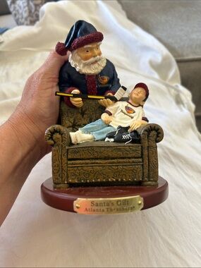 Holiday Figurine - Santa's Gift (Blue/White)